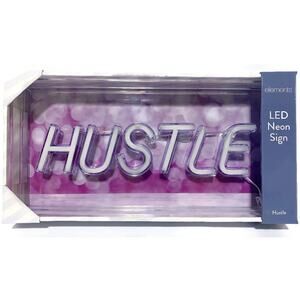 Elements LED Neon Hustle Light-Up Sign Clear Acrylic Hot Pink New in Box